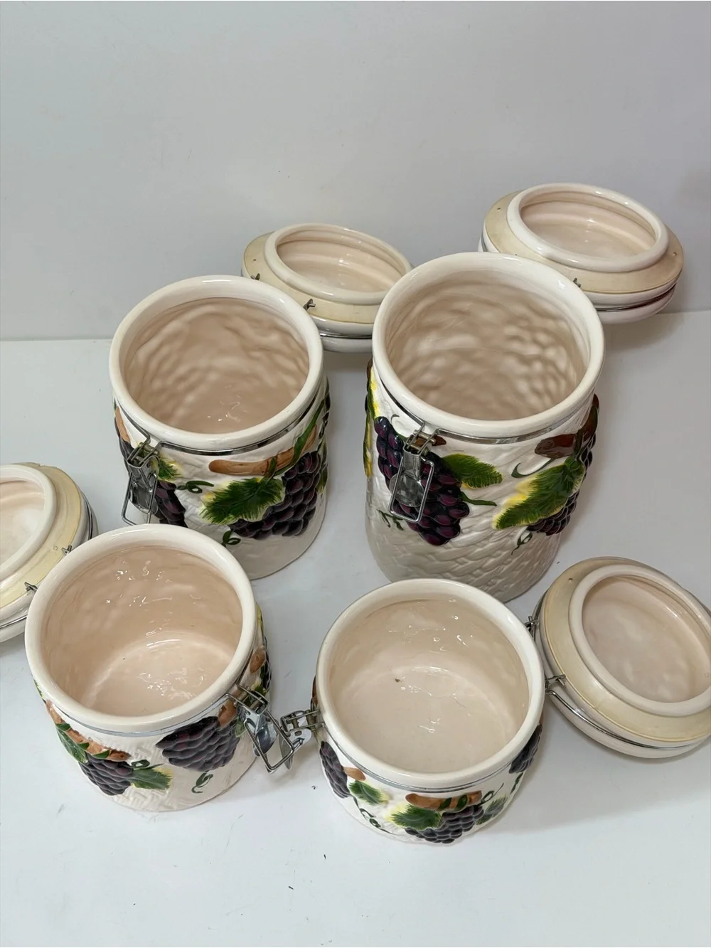 Vintage Home Essentials and Beyond Ceramic Canister Set - Lush Grapes 4-Piece